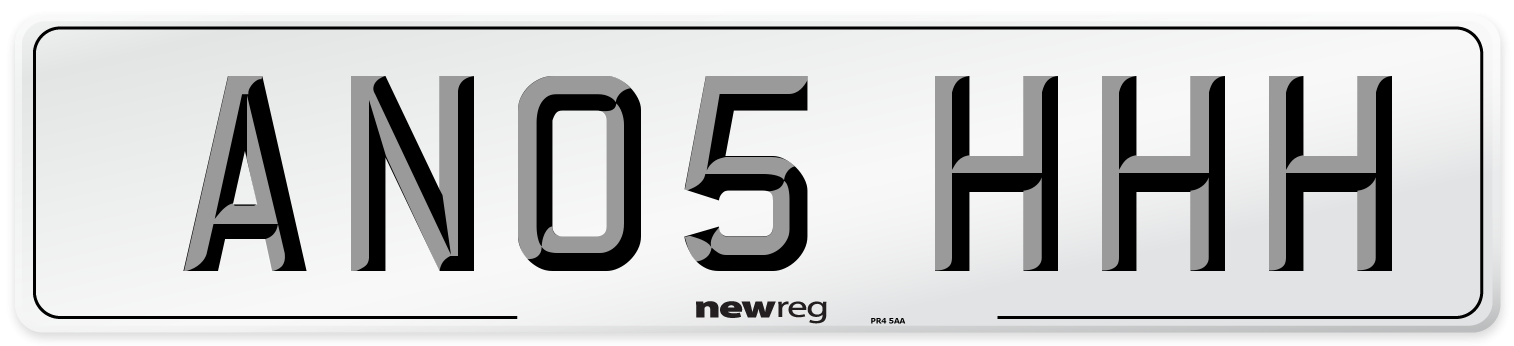 AN05 HHH Number Plate from New Reg